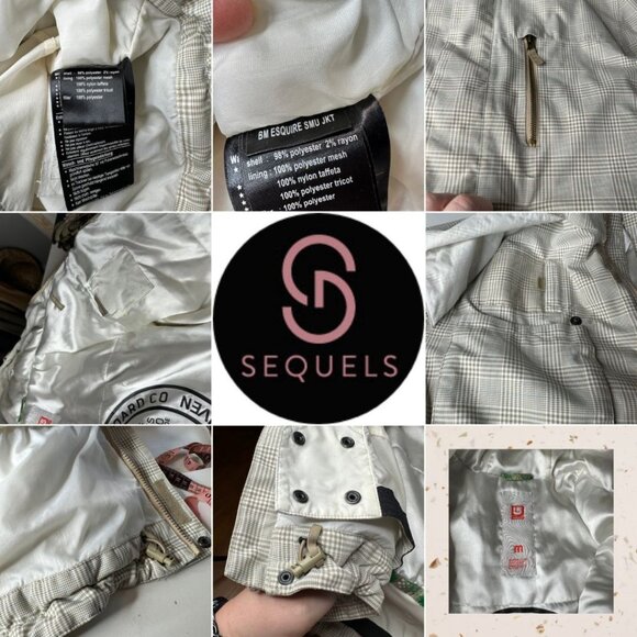 Burton Esquire Ski Jacket Plaid Beige Women’s M Hooded Snowboard Winter Coat - Picture 12 of 12